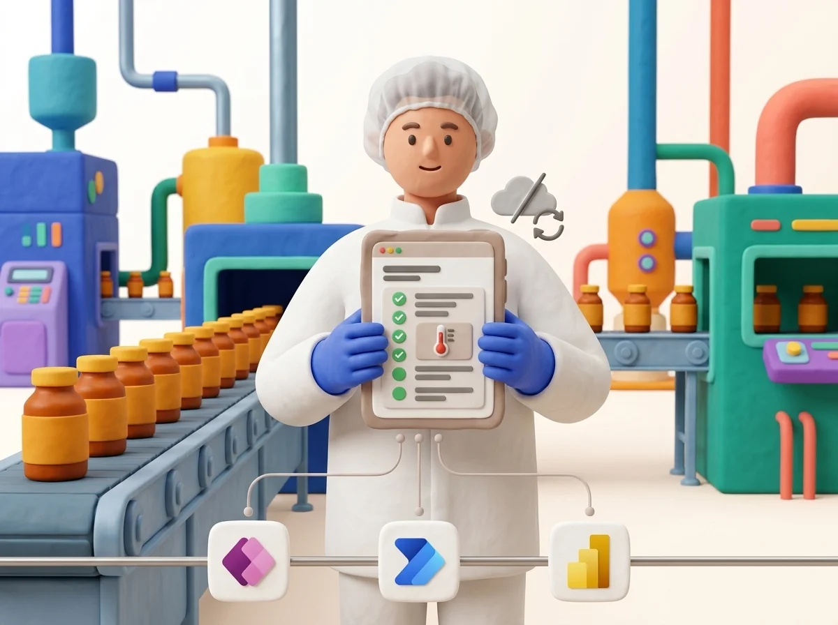 Contrôles saisis sur tablette en zone de production, gants et hors réseau compris
